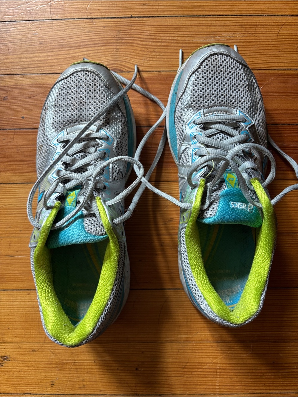 ASICS Women's Gray, Teal & Lime Athletic Running Shoes